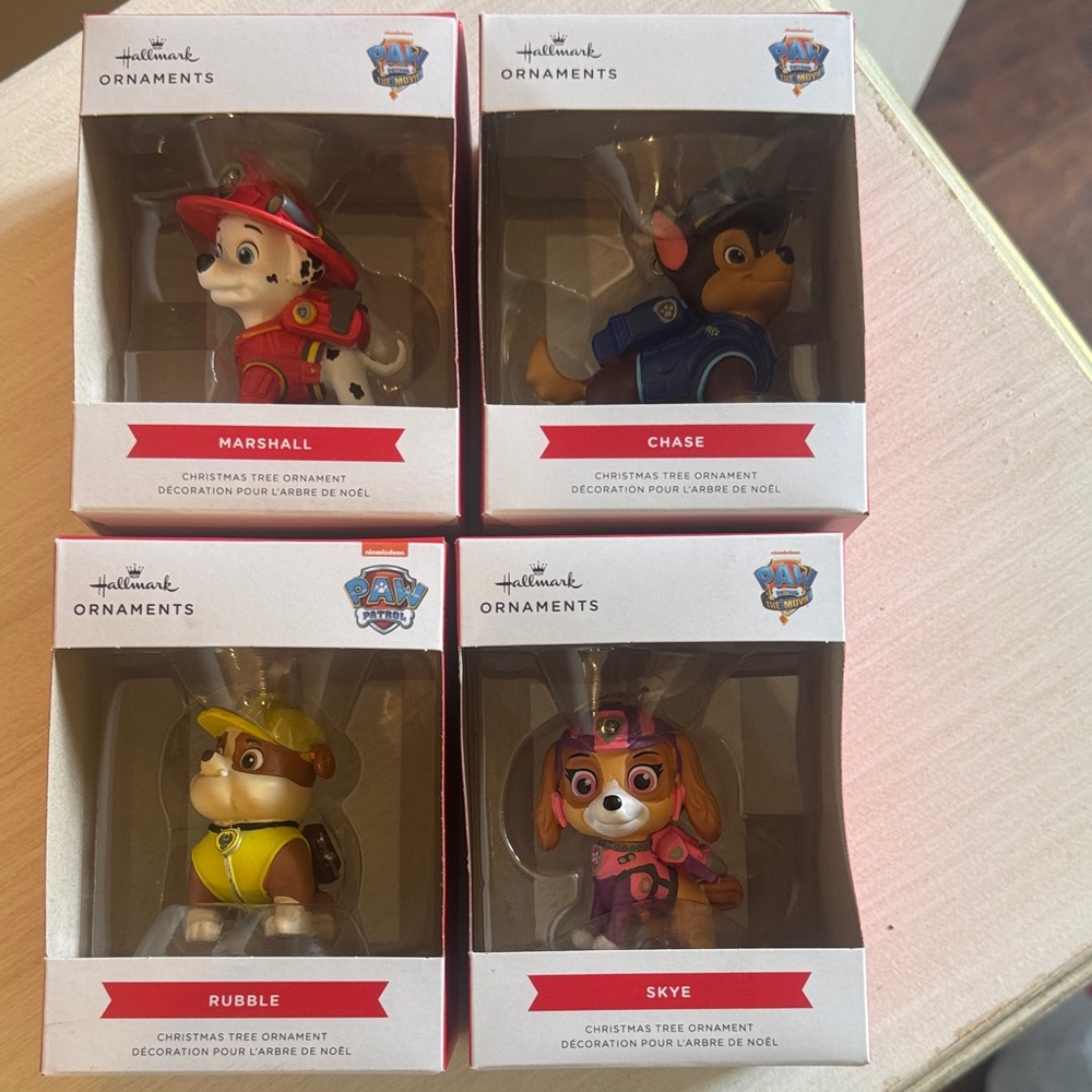 Hallmark Paw Patrol Character Ornaments - Red, Blue, Yellow, Pink